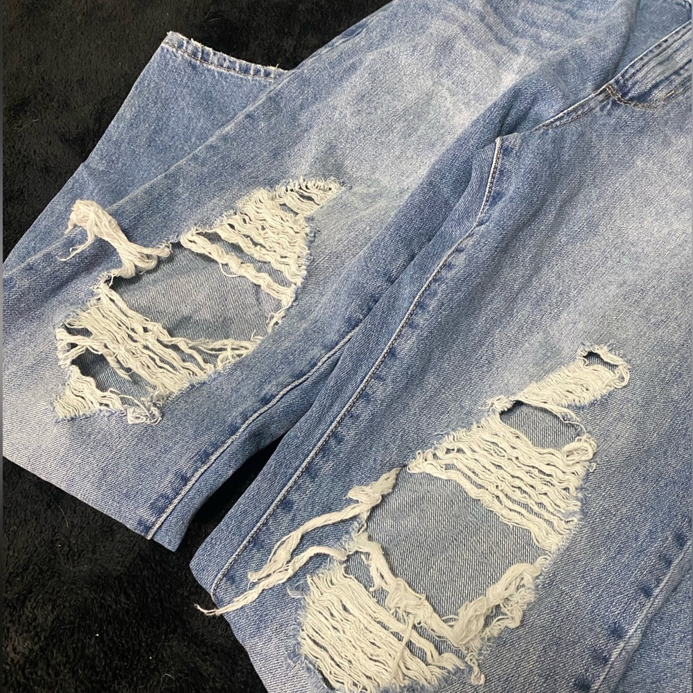 Forever 21 Blue Jean Ripped Overalls - Picture 4 of 7